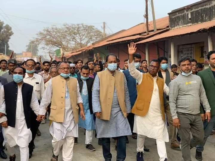 বাঘায় নৌকার পক্ষে বিশাল প্রচার মিছিল